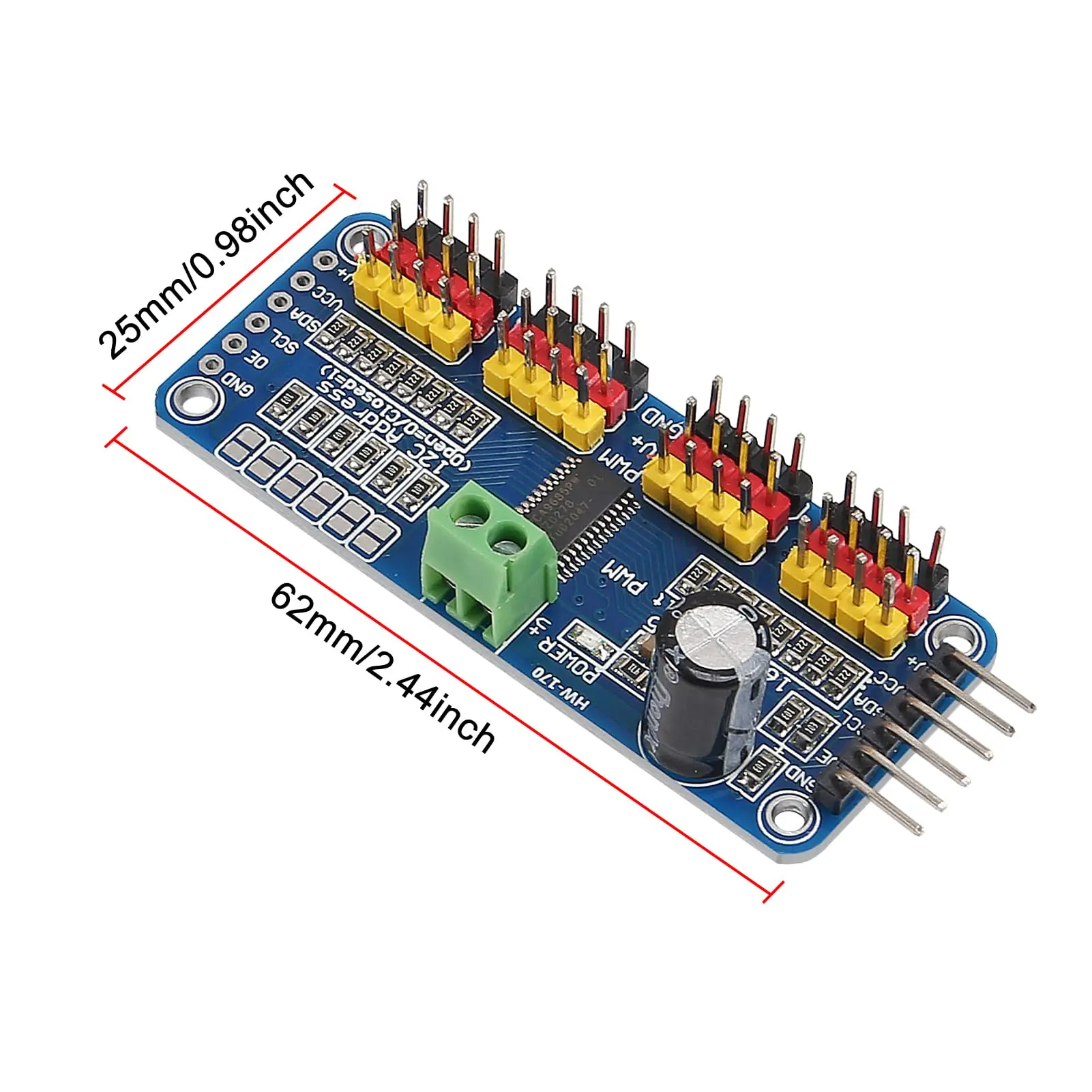 1pc PCA9685 16 Channel 12 Bit PWM Servo Driver Board IIC Interface PCA9685 Module Controller for Arduino and Raspberry Pi