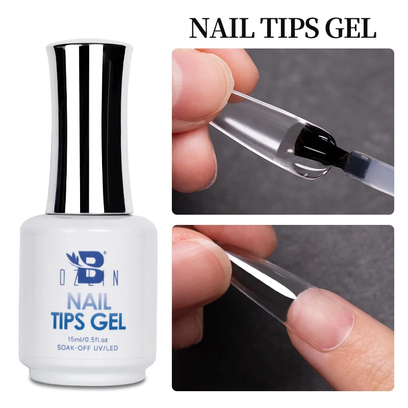 Bozlin 15Ml Nagel Tips Lijm Gel Voor Valse Tips Strekken Nagels 3 In 1 Functie Transparante Uv-Base Jas Diamond Stick Lijm Vernis