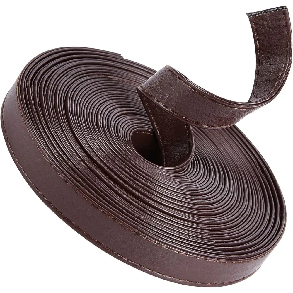 

Flat PU Imitation Leather Cord for Bag Decor Coconut Brown 15x2~2.5mm
