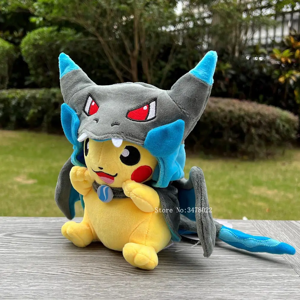 2025???4 Styles Cosplay Pokemon Plush Mega Shiny Charizard XY Pikachu Cloak Stuffed Toy Cartoon Soft Doll