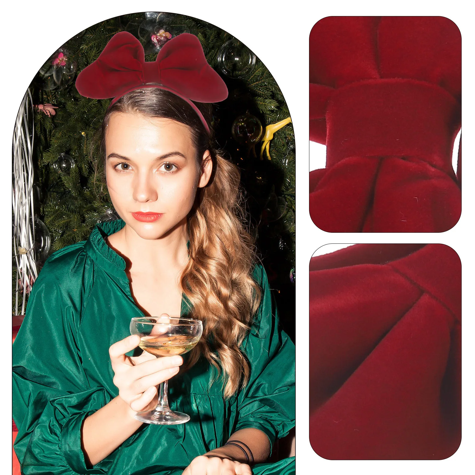 

Red Bow Hair Accessories Good Texture Hairband Woman Fashion Charming Accessory Decorative Chic