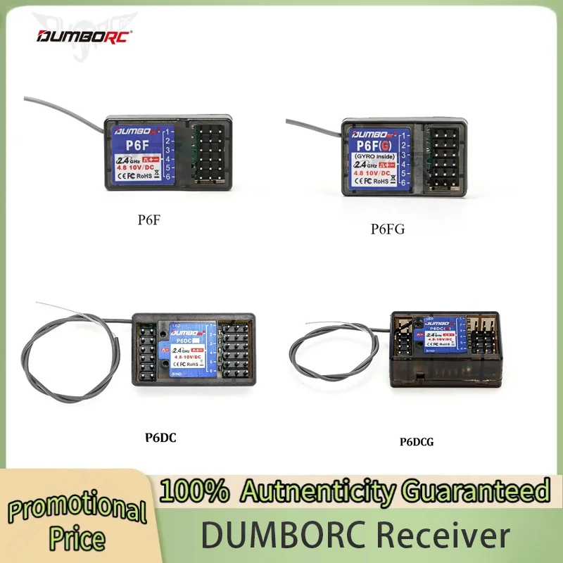 

RC Servo DUMBORC P6F/P6FG/P6DC/P6DCG 2.4G 6CH Radio Control System Receiver for X4 X5 X6 X6P Transmitter RC Car Boat