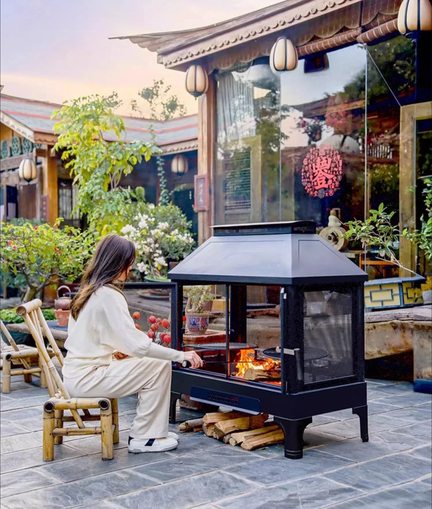Roast stove villa courtyard large heating stove household outdoor barbecue stove rural firewood fire basin designer