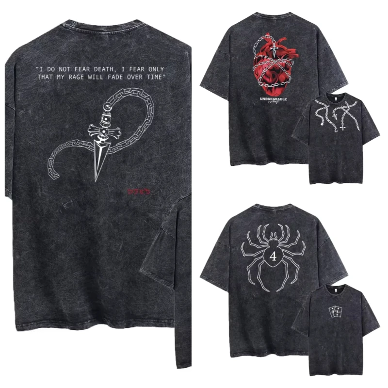 أنيمي هنتر X هنتر غسلها التي شيرت الجرافيك الهيب هوب خمر تي شيرت الرجال النساء Harajuku القطن عادية قصيرة الأكمام التي شيرت