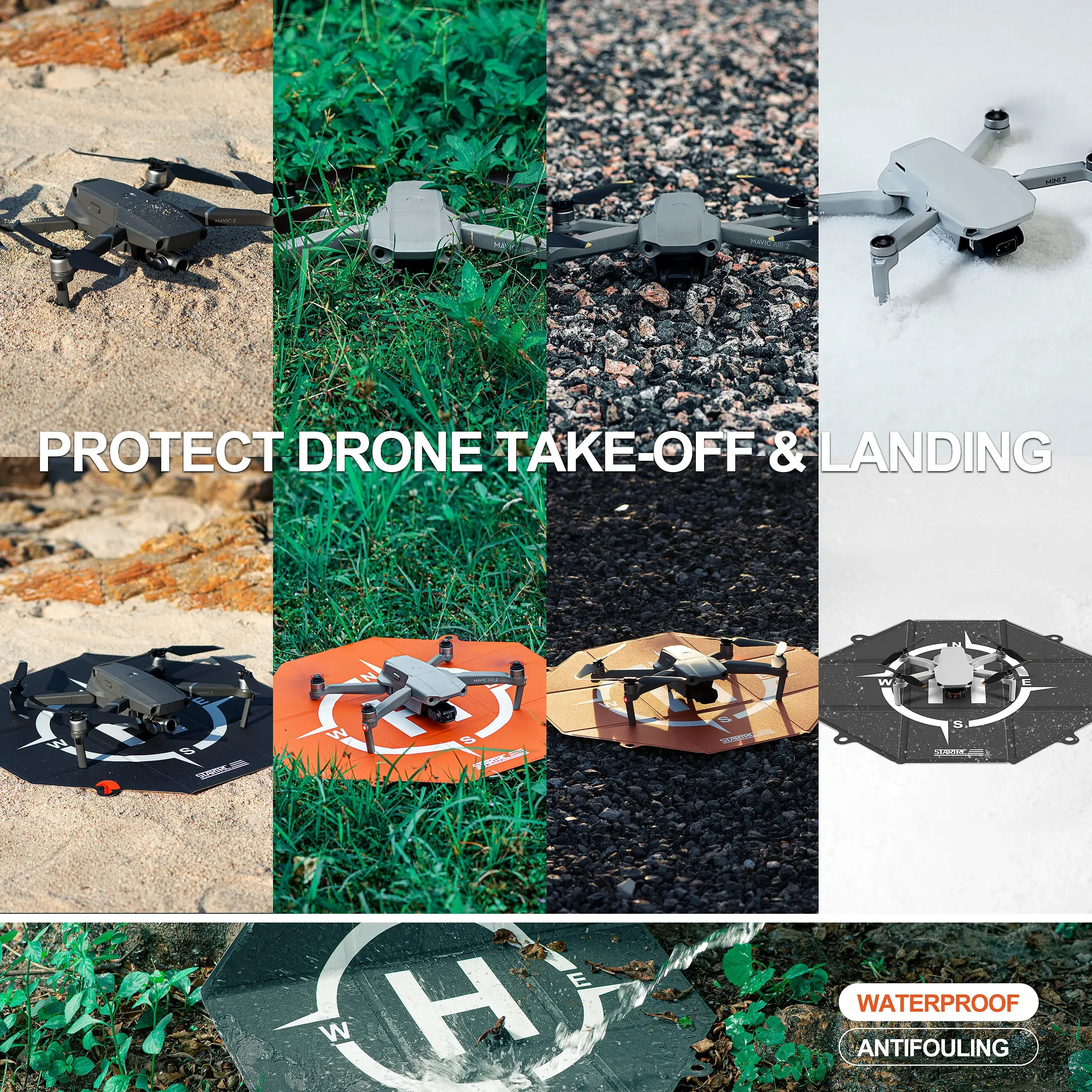 Drone Landing Pad Universal Waterproof Portable Fast Foldable Helipad For DJI Neo Mini 3 Mini 2 SE Avata 2 FPV Mavic 3 Pro 20IN