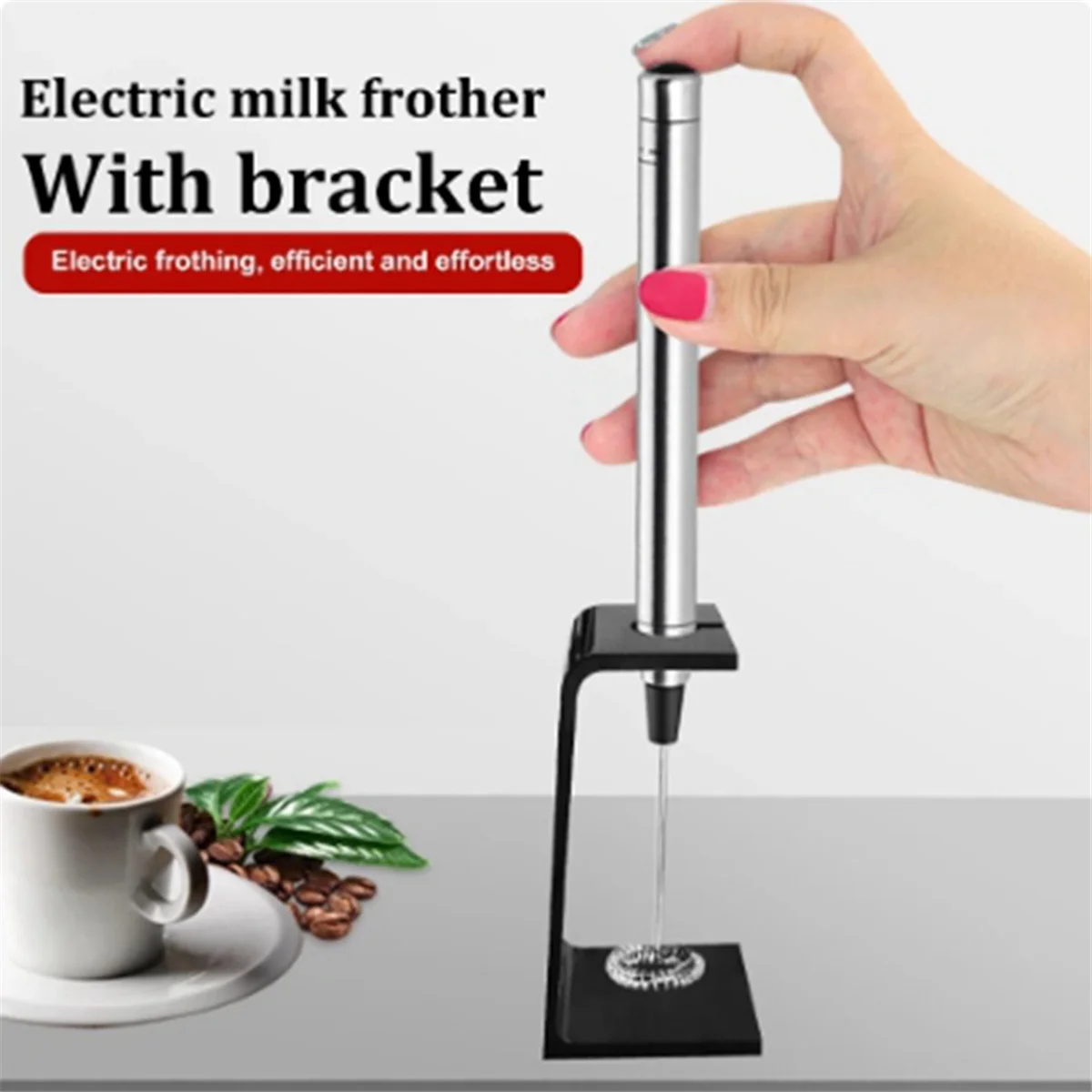 Electric Milk Foamer Coffee Maker Hand Mixer Ground Foam Blender Egg Beater Type Convenient with Stand