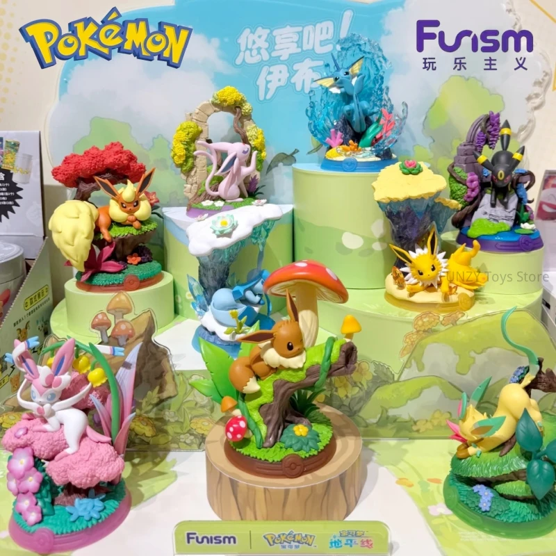 Официальная серия Funism Pokemon Eevee V3: Коллекционная фигурка-сюрприз, милая модель-игрушка, украшение для рабочего стола, подарок на праздник/день рождения, хит продаж