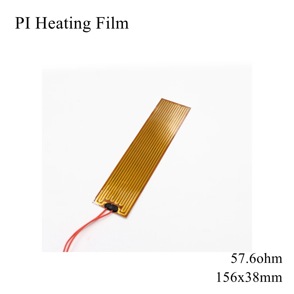 156x38mm 5V 12V 24V 110V 220V PI Heating Film Polyimide Adhesive Electric Heater Plate Panel Pad Mat Fuel Foil Oil Engine Tank