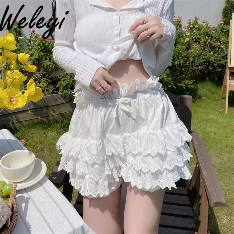 Girls Lolita Sweet Cotton Versatile Pink Shorts Leggings Cute Safety Pants Pumpkin Shorts Cake Culottes Short Tutu Skirts Pants