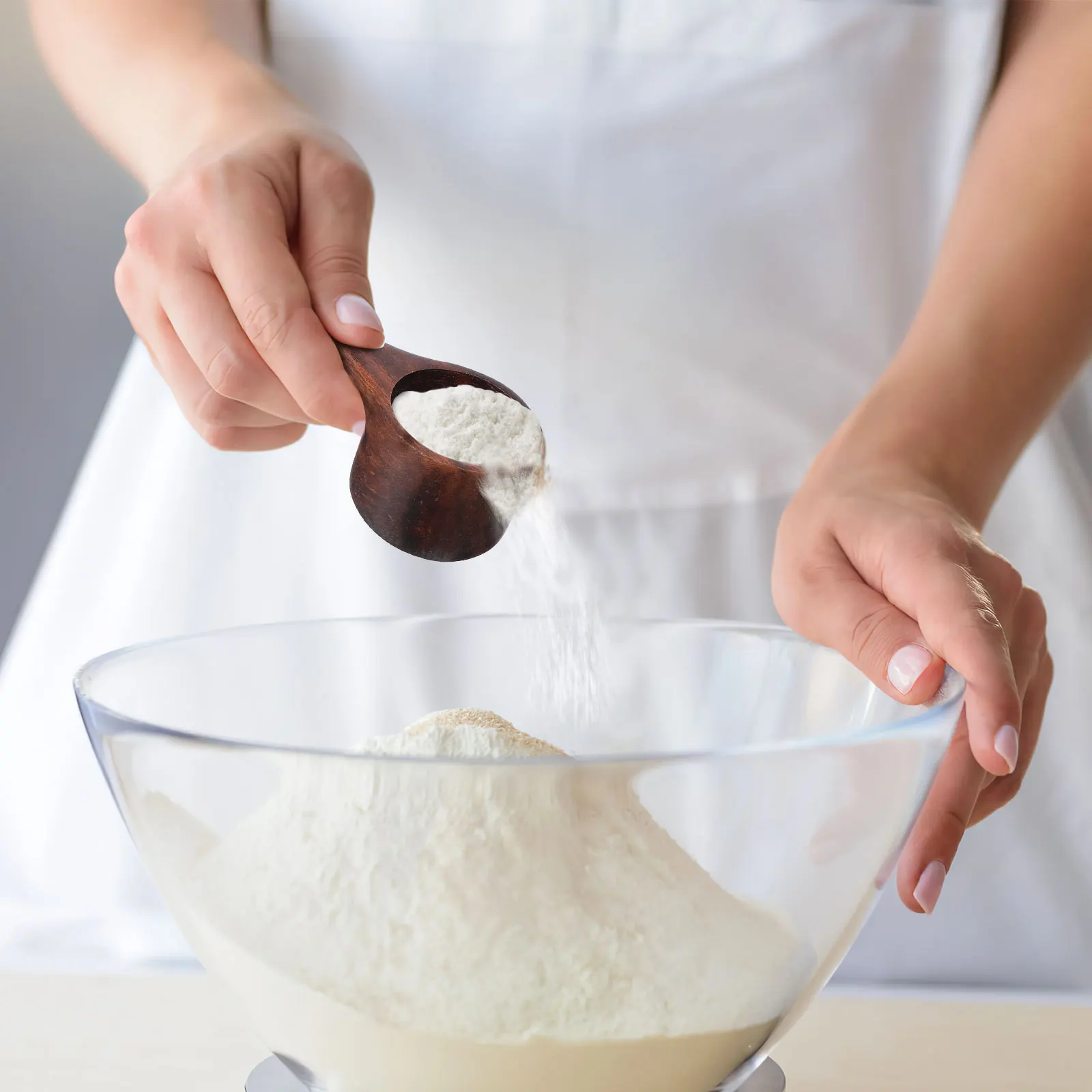 

2pcs Measuring Spoon Set 1 8 Inches Diameter Wood Sturdy Practical Coffee Scoop Milk Powder Kitchen Dry Ingredients Sugar Tea