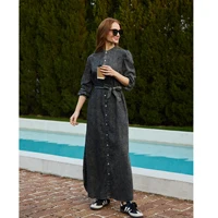 AP SS26 Women Lightweight Denim Dress Cotton Black and Blue Maxi Dress - Image 2