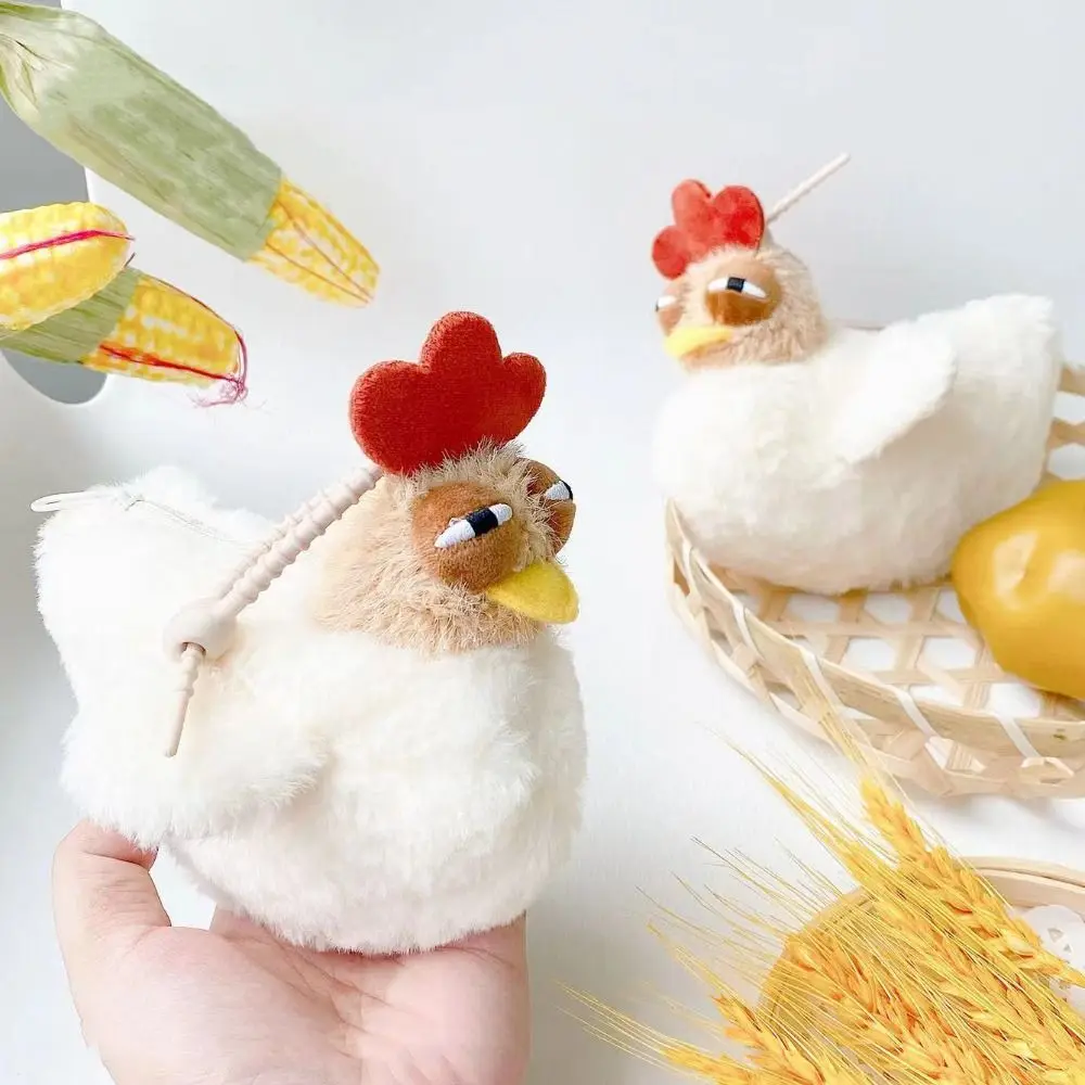 Borsa a tracolla in peluche di pollo a forma di gallina brutta borsa a tracolla in peluche divertente di grande capacità con ciondolo in peluche di pollo morbido di moda