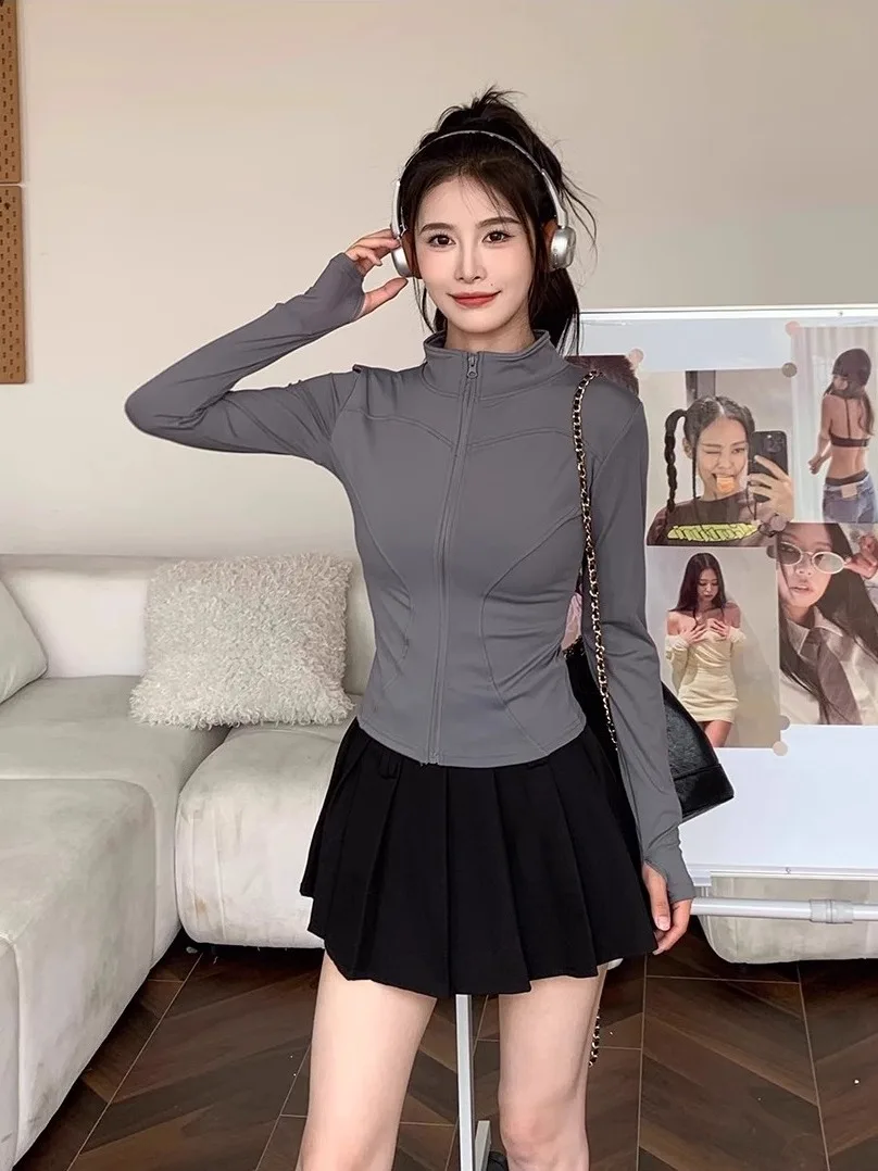 Women's Sport Jaet 2025 New Sle Fitn Outdoor Morning Run Stand Collar Warm Top Slimming Casual Faion ort Coat