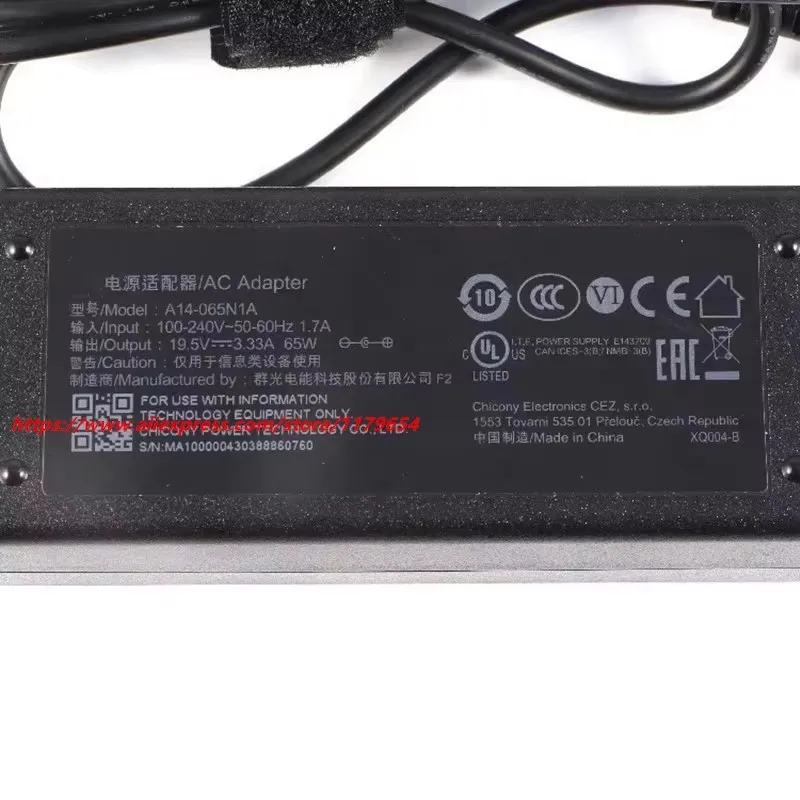 

Original A14-065N1A PA-1650-70XM AC Adapter Charger For MI Xiaomi Redmi Book 13 14 Laptop Power Supply 19.5V 3.33A 65W 4.0x1.7mm
