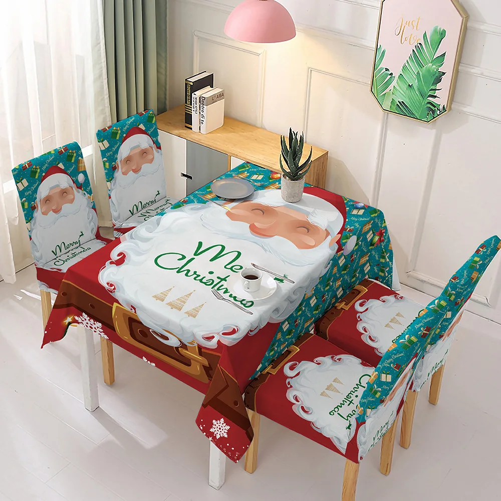 

2023 Christmas Tablecloth Chair Sleeve Decorative Elastic Cover Water Absorption Desktop 21ZQBSLNT01