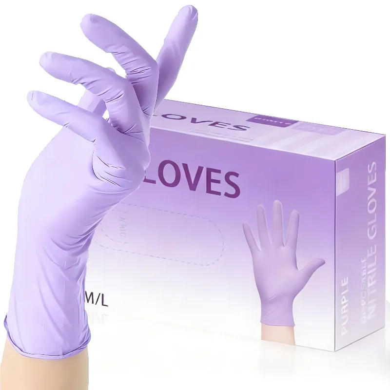 30/60/100PCS Light Purple Nitrile Gloves Disposable Nitrile Gloves Nail Tools Bedroom Bathroom Home Cleaning Options Supplies