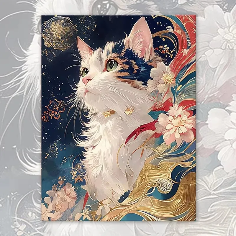 Malen nach Zahlen Set: Niedliche Katzen-Kunstsammlung, Leinwand-Wandkunst für Erwachsene, DIY Heimdekoration Geschenk