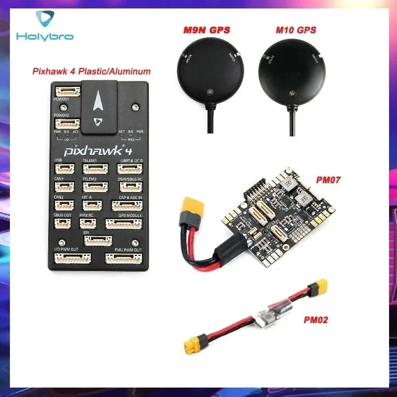 

Holybro Pixhawk 4 Flight Control/Autonomous Vehicle M9N or M10N GPS PM02 V3 12s or PM07 14s Power Module For RC Drone/Car/Boat