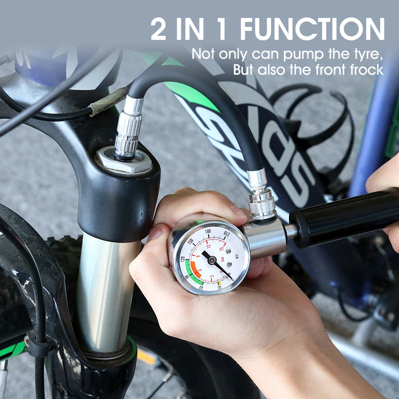 WEST BIKING Portable Bicycle Pump With Gauge High Pressure Cycling Air Tire Inflator Mini MTB Road Bike Hand Pump Accessories