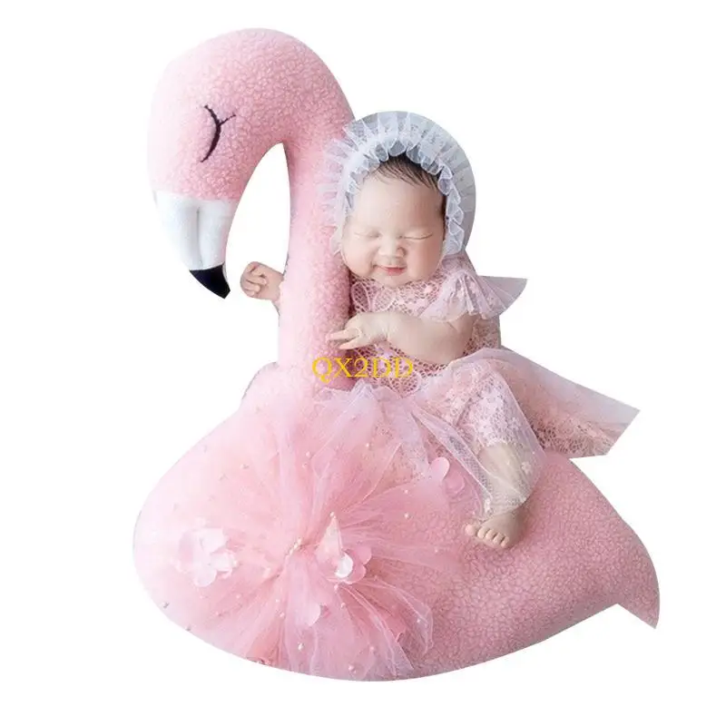 

QX2D Baby Photoshooting Decors Photography Props Flamingo Posing Pillow Photo Decor