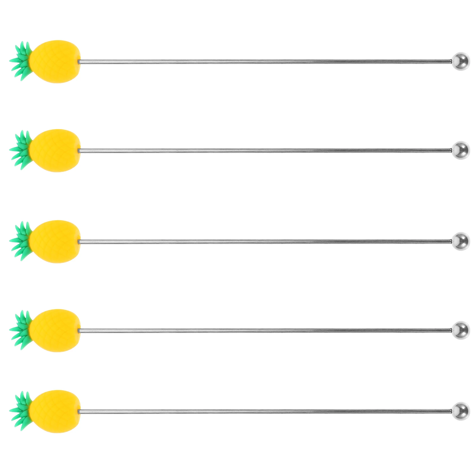 

5pcs Stainless Steel Fruit Shaped Drink Stirrers Reusable Cocktail Mixing Sticks for Coffee Tea Parties Bar Supplies Metal Rods