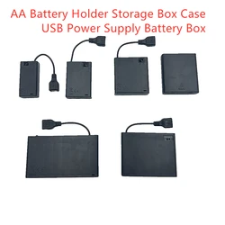 Draagbare Mini 2 3 4 6 8 X Aa Batterij Houder Opbergdoos Case Usb Voeding Batterij Doos Voor led Strip Licht