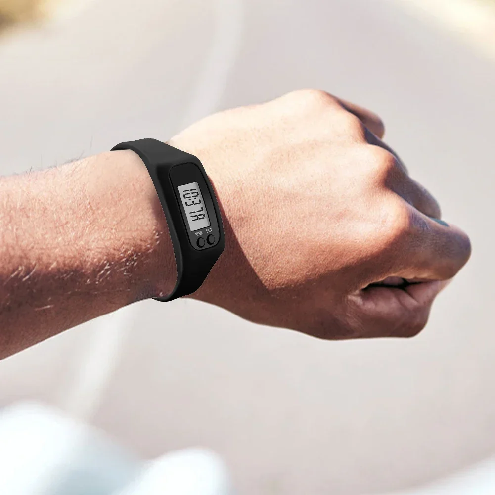 1/2PCS LED Pedometer Bracelet Step Counter Watch with 12/24H Display Silicone Fitness Tracker Multi-Function Activity Band