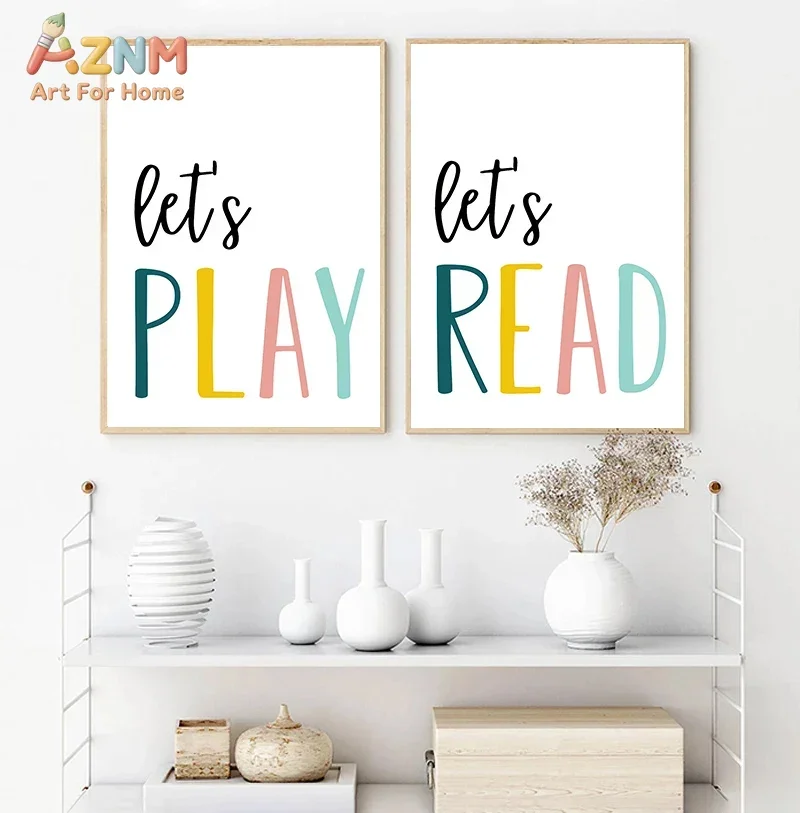 AZNM Boho Growth Mindset Canvas Print, Positive Affirmation Rainbow Reading Corner Unframed Canvas Painting, Playroom Classroom