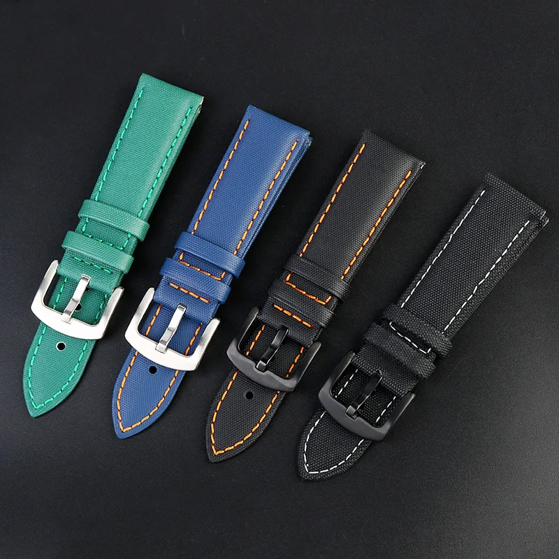 20 22 24mm Fiber Nylon Leather Watchband For TAG Heuer F1 Racing Car Diving Strap Rossini 519955 Mido Canvas Watch Band Bracelet