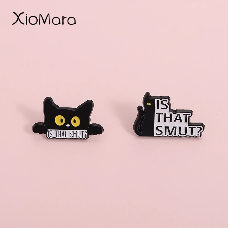 Ist das verschmolzen verwirrte Katze Emaille Pin süße und lustige schwarze Katze Brosche Metall Abzeichen trendige Kinder Kostüm Schmuck Geschenk für Freunde