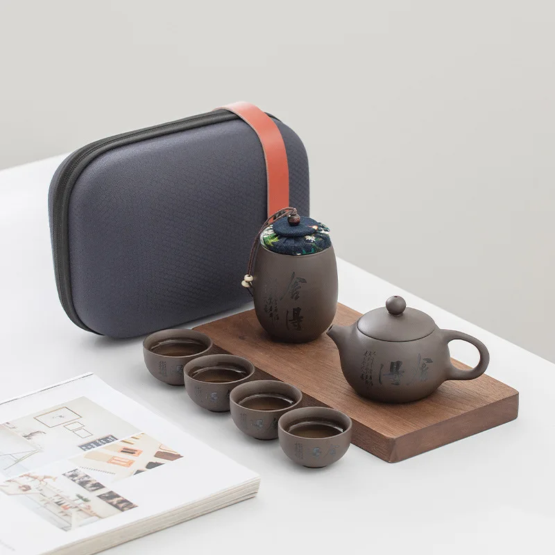 

160ML Portable travel tea set small set outdoor tour simple camping Chinese tea pot tea cup a pot of four cups