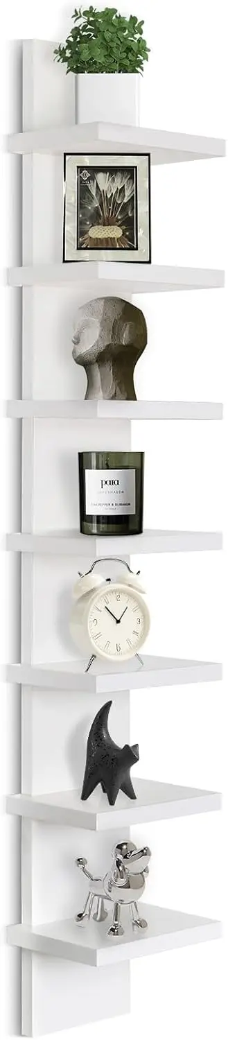 

7-уровневая белая настенная полка для небольших помещений — декоративный туалетный столик и хранилище для дисплея