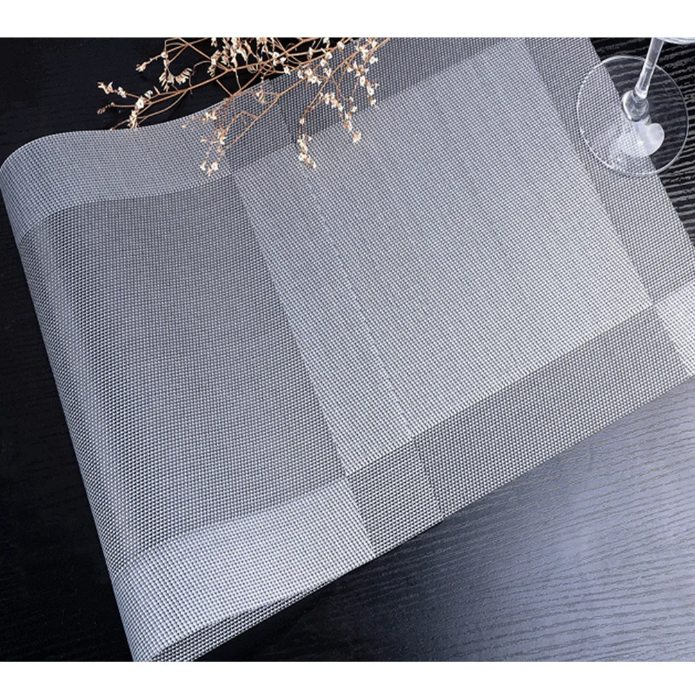 

6Pcs Skid Resistance Thermal Insulation Table Mats PVC Material Exquisite Detail Suitable for Home Hotel Store Light Grey Dark