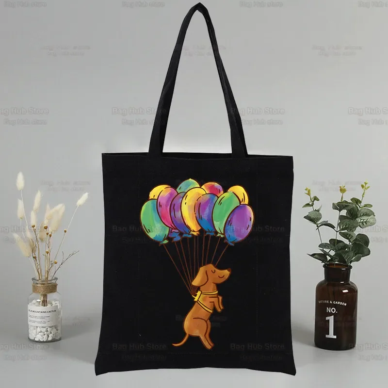 Dachshund Teckel Tote Eco Harajuku Shopper Shoulder Bags,Drop ShipCute Dog Women Shopping Canvas Bag