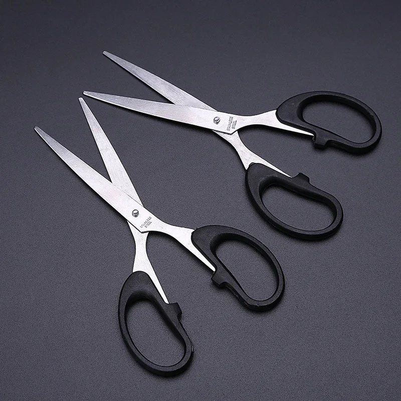 1p High-Grade Black Scissors Office Manual Paper-Cutting Student Manual Model Essential Stainless Steel Office School Supplies