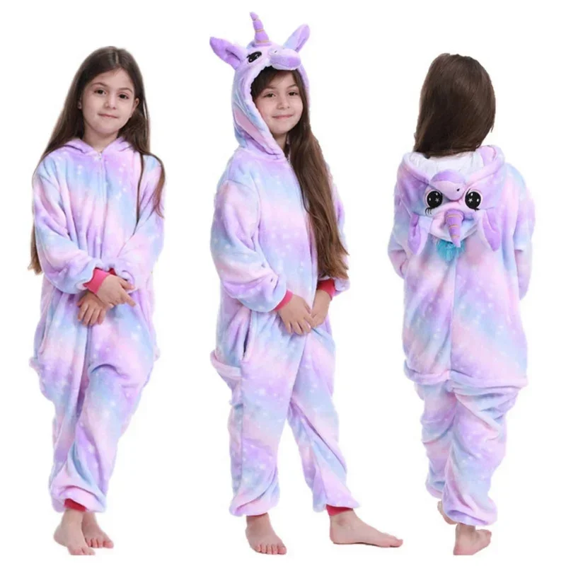 Pigiama invernale per bambini Bambini Panda Indumenti da notte Unicorno Kigurumi Onesies per ragazzi Ragazze Coperta Sleeper Anime Cosplay Baby Jump MN5