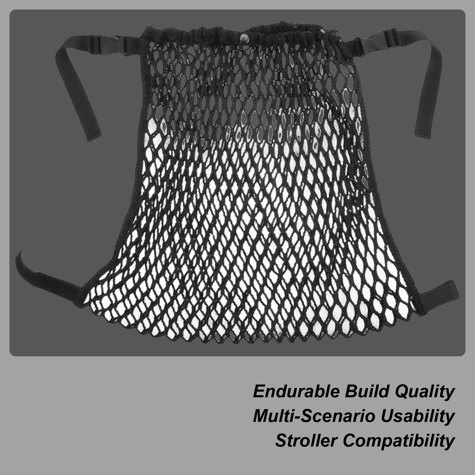 

Stroller Caddy Mesh Bag For Baby Accessories Adjustable Pushchair Mesh Pocket Snack Container For Outdoor Walks Diaper Grocery