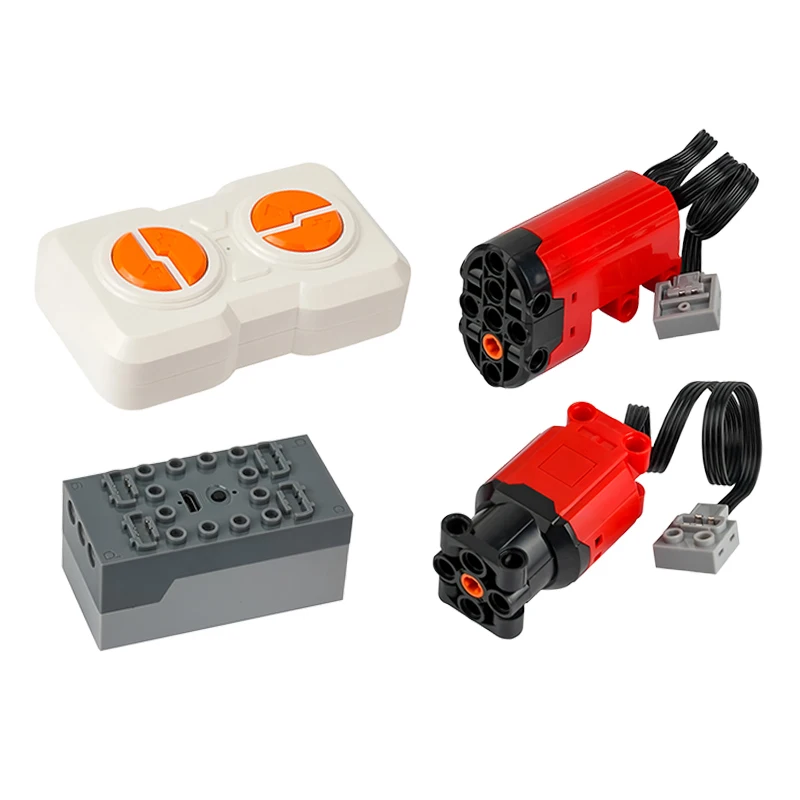 Bloques RC tecnológicos para coche deportivo, función de potencia roja, juego de servomotor L/con mando a distancia, ladrillos Moc, piezas DIY, modelo de juguete