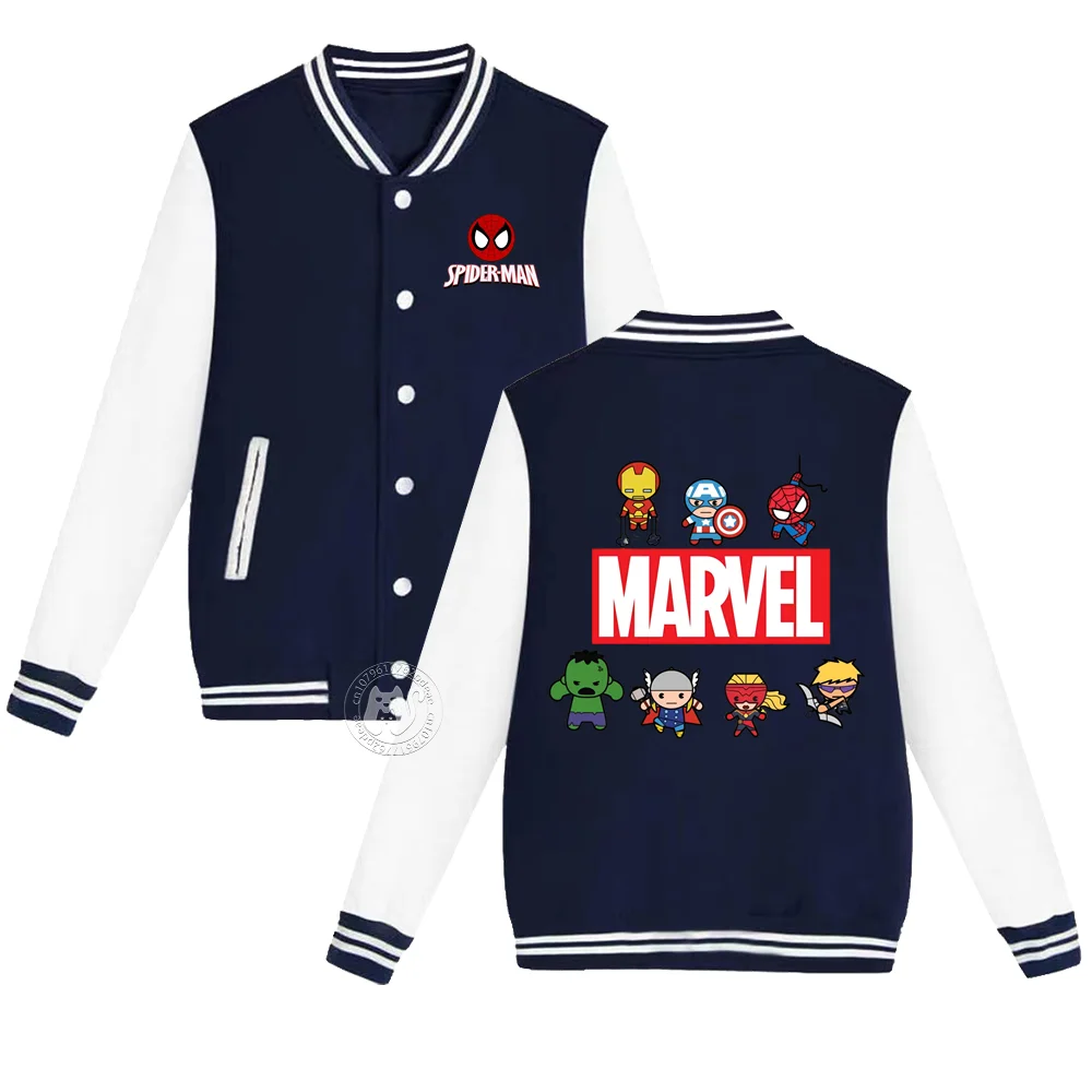 Kids Superhero Marvel Cartoon Print Fall Winter Boys Girls Baseball Uniform Jacket 2-14 years old Thick warm casual jacket