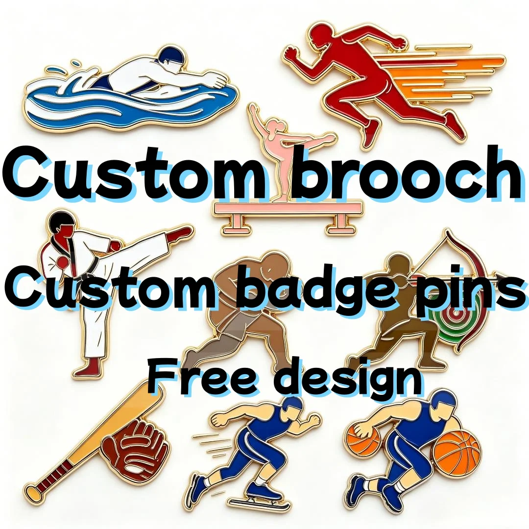 Custom badge enamel pins custom made lapel pins sport pattern metal lapel pin gym sportswear decorative custom brooch gift