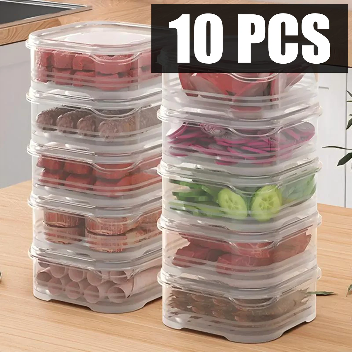 10pcs refrigerator fresh-keeping box multi-function storage box kitchen food storage box