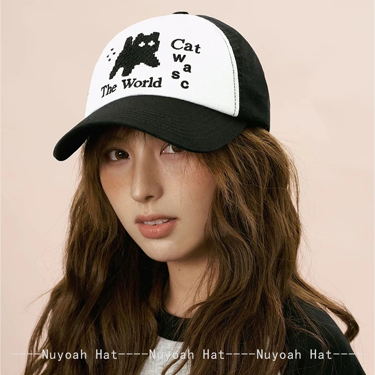 New Unisex Cute Puppy Kitten Letter Embroidery Baseball Hats Sunshade Niche Versatile Color Block Peaked Caps Fashion Funny Ins