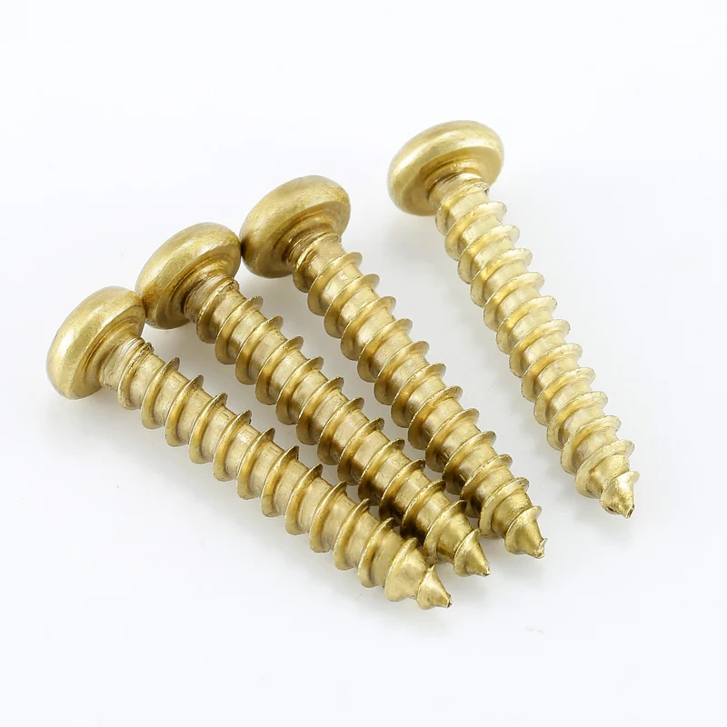 3~20pcs Brass Round Self Tapping Screw M3 M3.5 M4 M5 M6 Wood Screws Length 6mm~50mm