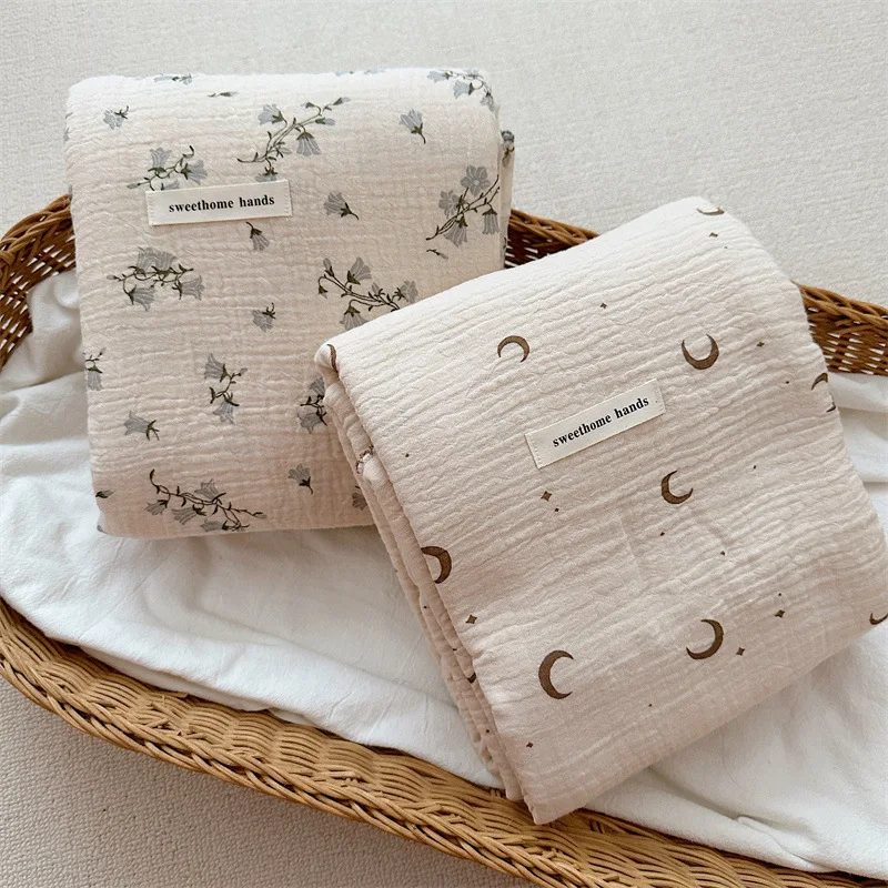 

Muslin Swaddle Blankets Summer Newborn Baby Blanket For Boys Girls 4 Layer Cotton Fringe Infant Receiving Blanket Bed Crib Quilt