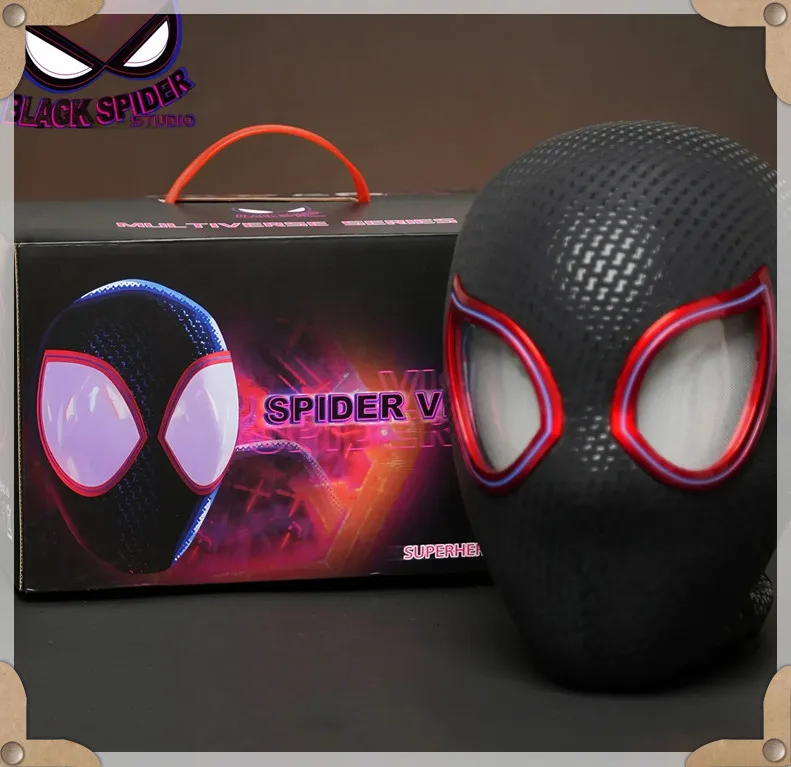 Mascara Miles Spiderman Headgear Cosplay Moving Eyes Electronic Mask Spider Man 1:1 Remote Control Toys For Adults Xmas Gift