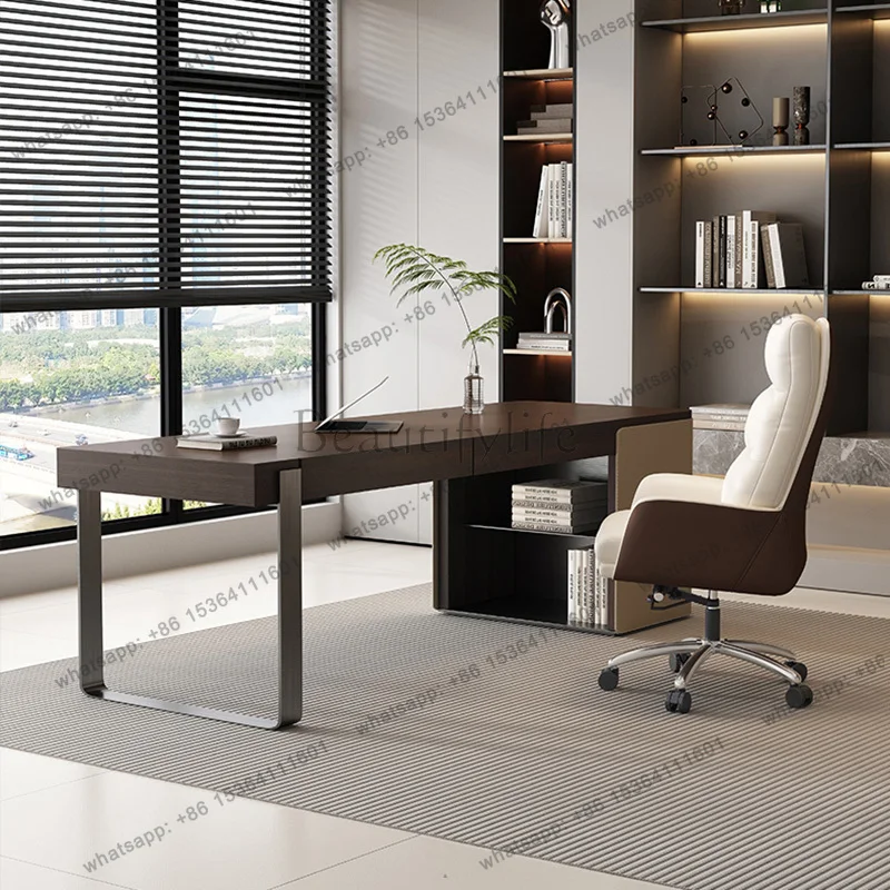 Wooden Desk with Drawer and Stainless Steel Legs,Computer Desk,Contemporary Writing Table for Home Office or Study Room