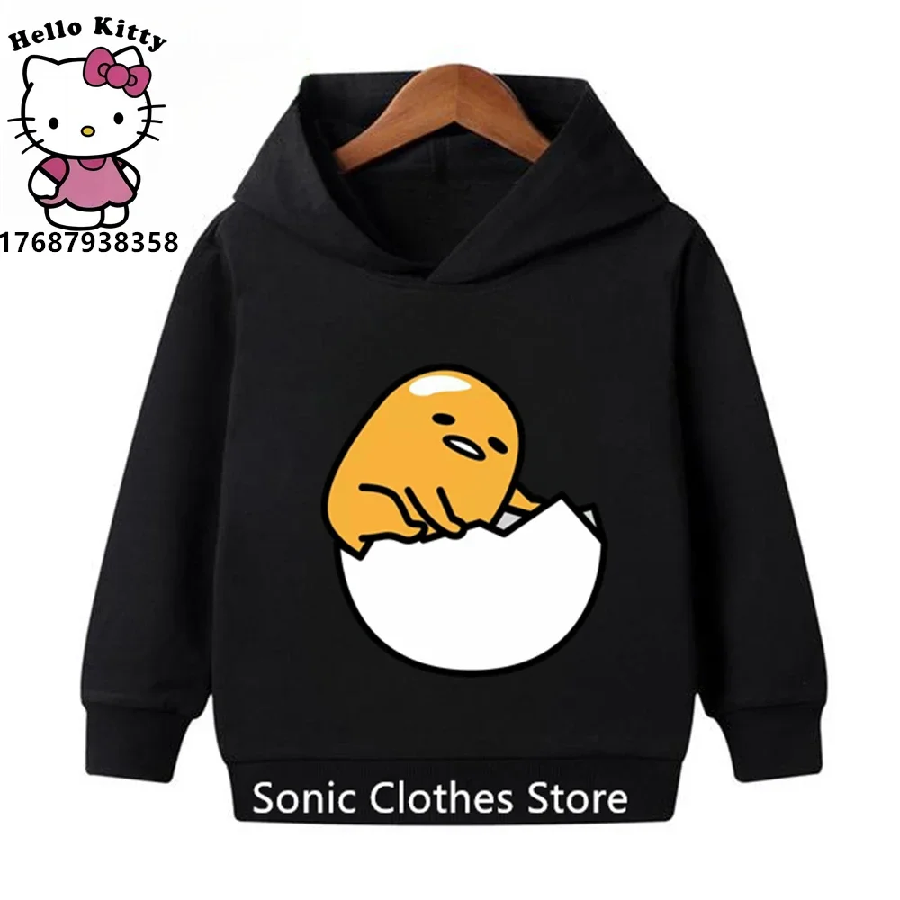 2023 Casual Hoodie Kids Gudetama Clothes Girls Clothing Fashion Baby Boys Clothes Autumn Warm Sweatshirt Children Tops