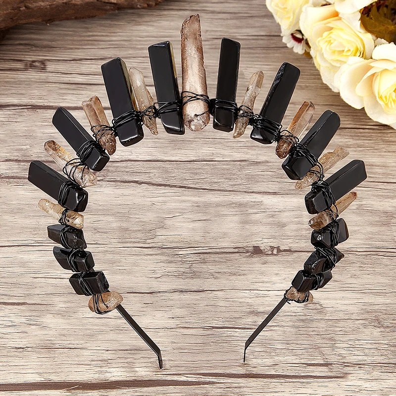 

Natural Stone Crystal Bride Crown Tiara Women Diadem Queen Crown For Wedding Headband Hair Accessories Fashion Jewelry wholesale