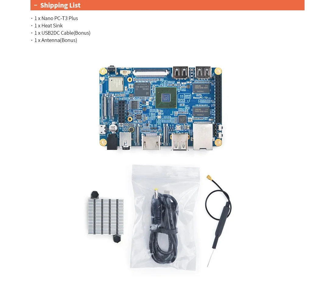 OpenPi Nano T3 Plus Main Board LTS 2G+16G S5P6818 core Industrial grade Card Computer,DDR3RAM,Octa-Core Cortex-A53, 400MHz1.4GHz