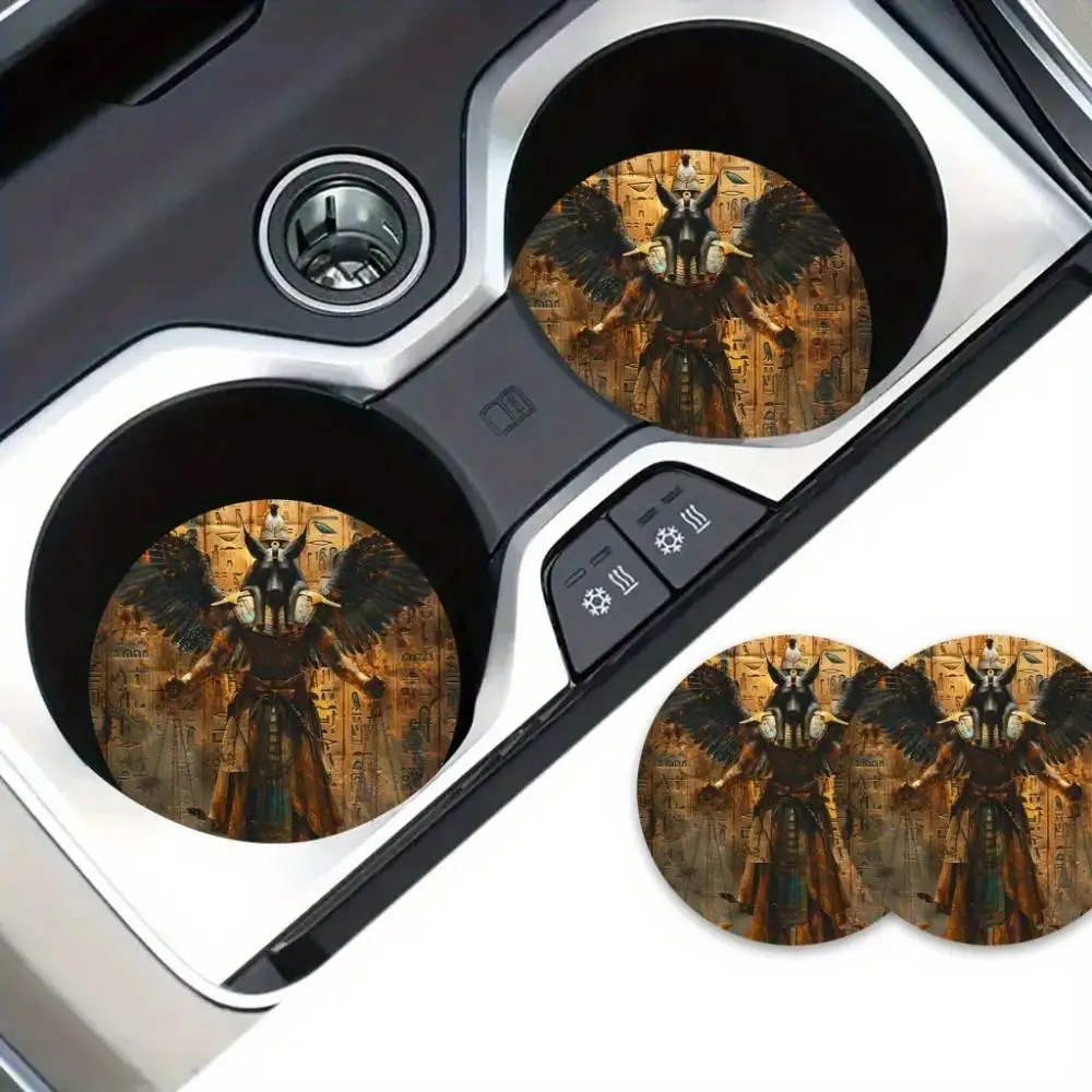 Anubis Ancient Egyptian God EVA Car Coasters Car Interior Decor Christmas Gift